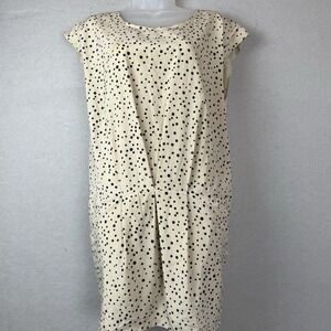 United Arrows Rhythm Of Life Beige Black Polka Dot Drop Waist Dress *Sz Read